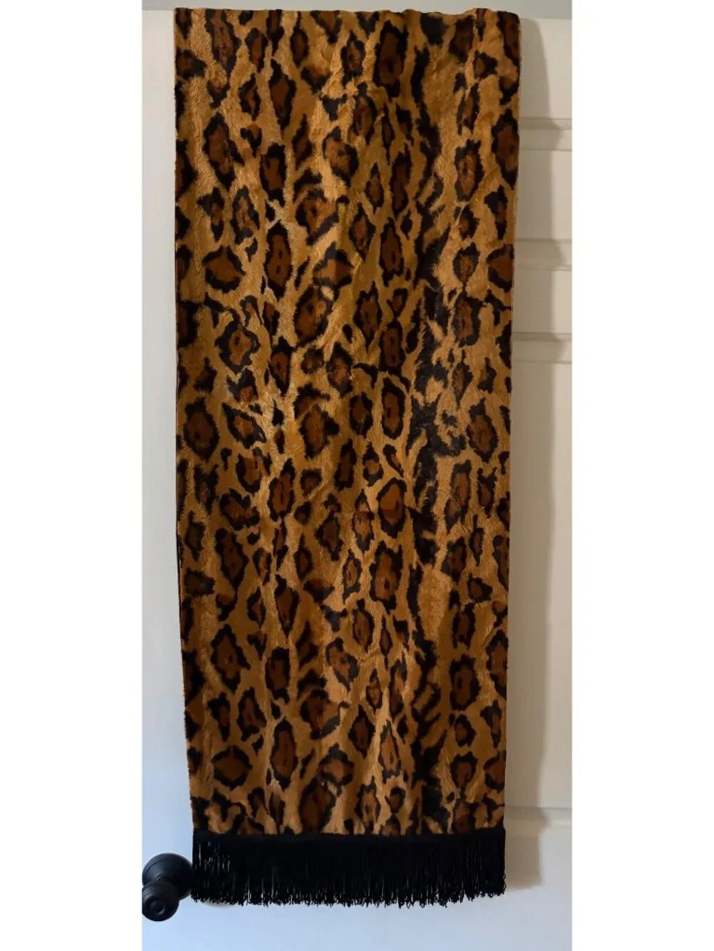Andasimo Leopard Long Table Dresser Cabinet Runner with Fringe Home Decor